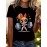 Women'S Y2K-Inspired Casual T-Shirt with Cartoon Print - Short Sleeve, Round Neck, All-Season Top | Playful Anime-Style Design with Bow and Weightlifting