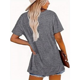 Women'S Y2K-Inspired Casual T-Shirt with Cartoon Print - Short Sleeve, Round Neck, All-Season Top | Playful Anime-Style Design with Bow and Weightlifting