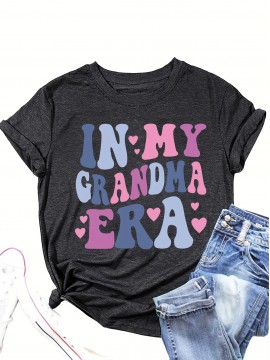 1pc Women'S Casual Crew Neck T-Shirt with Geometric Pattern, Rayon/Viscose Blend, Slight Stretch, All-Season Knit Fabric, 