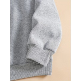 [Cute Sweatshirt] Soft Pink Women's Plus Size Cute Cartoon Character Print Sweatshirt | Miser Brothers & We're Too Much! Graphic, Machine Washable Casual Winter & Autumn Top, Cozy Comfort Clothing, Relaxed Fit Pullover