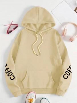 [Women's Oversized Hoodie] Women's Oversized Hoodie with Coffee Lover Graphic Print - Soft Casual Long Sleeve Pullover, Front Pockets, Machine Washable, All-Season Comfort for Casual Attire, Cute Hoodies