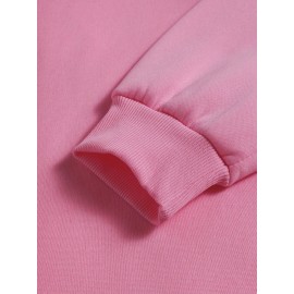 [Plus Size Sweatshirt] Plus Size Women's Casual Sweatshirt | Autumn and Winter Long-Sleeved Pullover with Pockets | Mute S Printed Round Neck