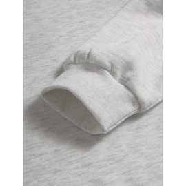 [Plus Size Sweatshirt] Plus Size Women's Casual Sweatshirt | Autumn and Winter Long-Sleeved Pullover with Pockets | Mute S Printed Round Neck