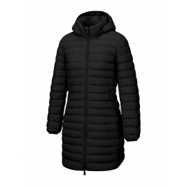 [Chic Beige Coat] Elegant Chic Beige Lightweight Nylon Women's Mid-Length Coat | Regular Fit Zipper Front for Commuting & Casual Outings