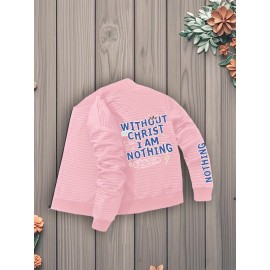 Women's Jacket - Christian Faith Statement Outerwear, Zip-Up Baseball Collar Coat, Machine Washable Polyester Jacket for Everyday & Special Occasions, Versatile Layering, Bold Print Design, Quality Stitching, Stylish Coat, Trendy Women